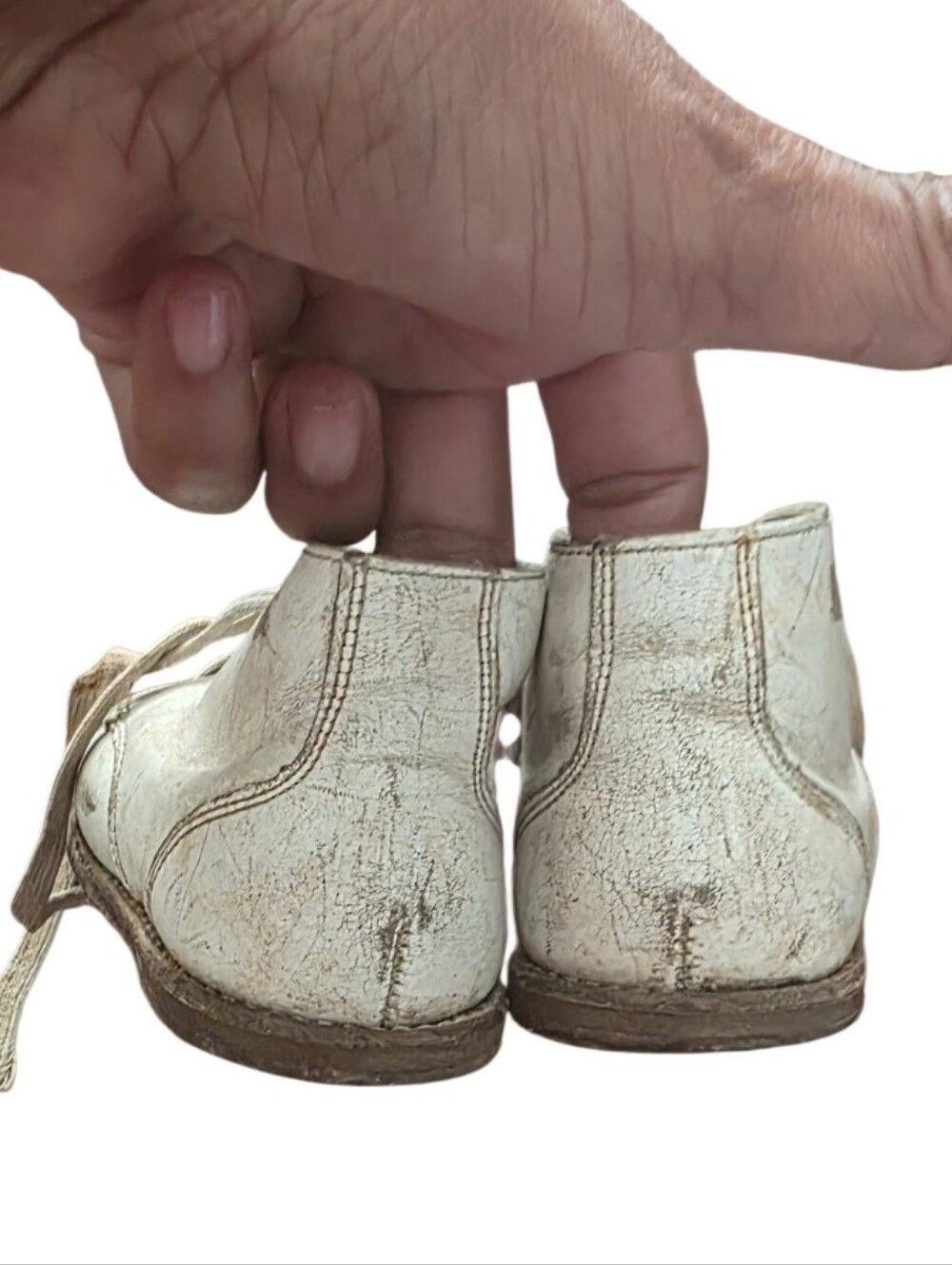 Vintage Baby Shoes Mid Century White Leather Toddler Walker Boots Jumping Jacks - Picture 15 of 16